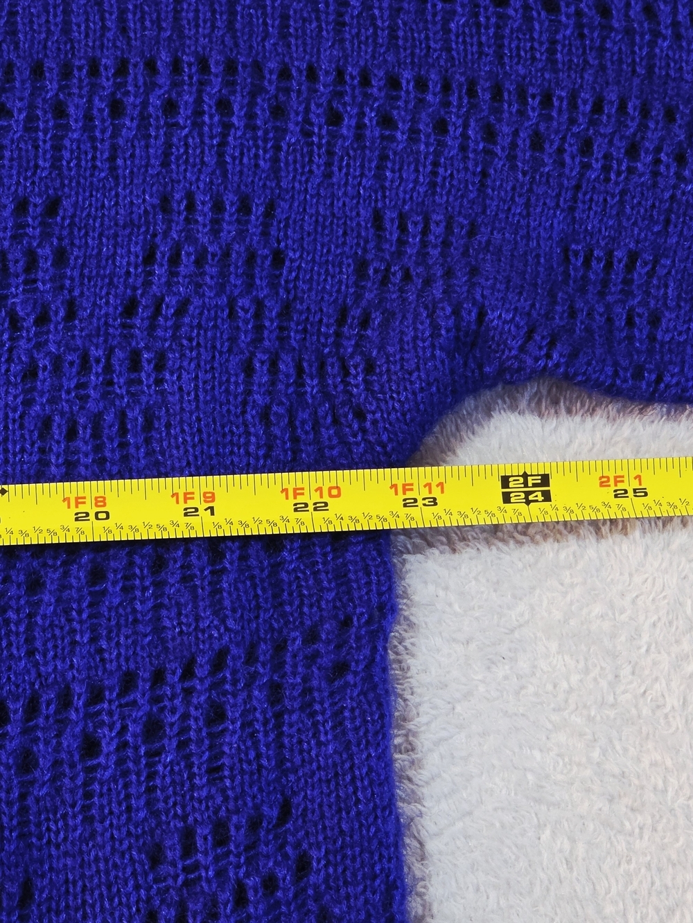 Chico's Sz 3 (16/XL) Cobalt Blue Pointelle Knit Dolman Sleeve Sweater - Picture 7 of 9